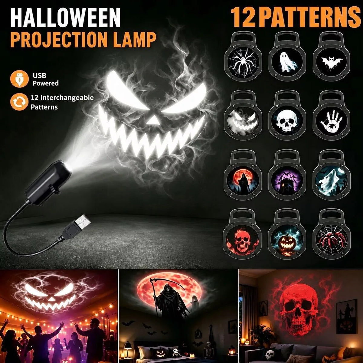 Halloween 3D LED Projector™ – Spooky Light Show for Home & Parties